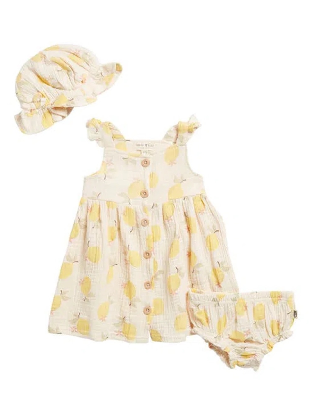 🌻3/$25 🌻  BNWOT Rabbit + Bear Lemon Print Muslin Gauze Dress Size 24months